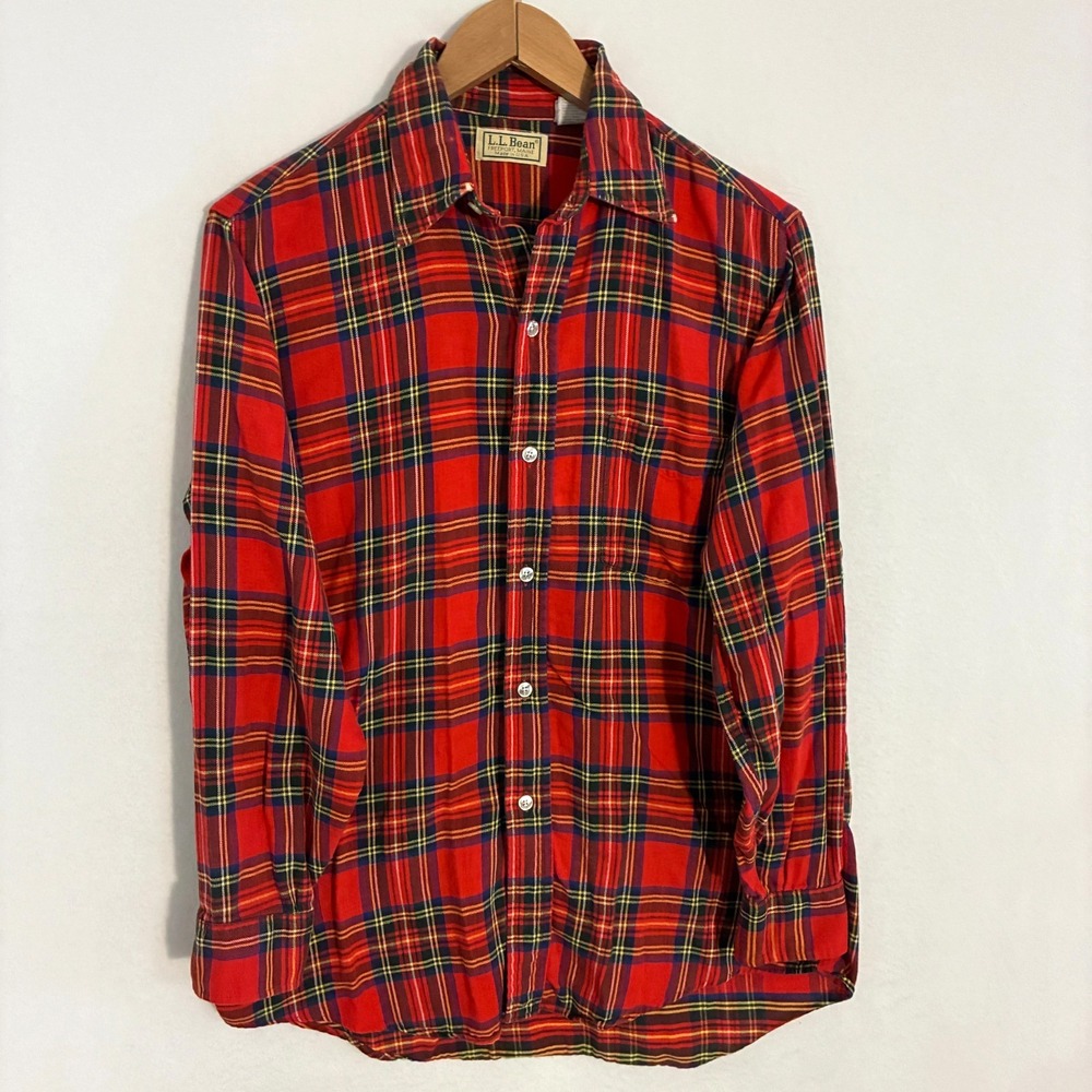 Vtg LL Bean USA Made Flannel Shirt Mens Size M Tartan Plaid Long Sleeve Gorpcore